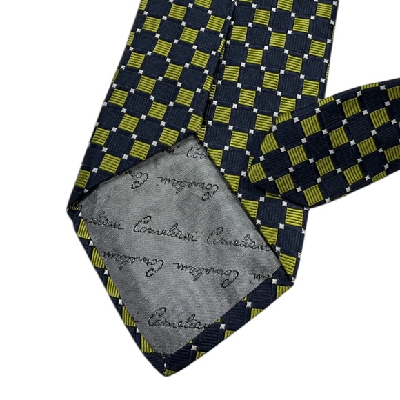 CORNELIANI Navy/Green Geometric Silk LUXURY Tie ITALY - Picture 4 of 4